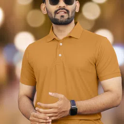 vebnor Men Solid Polo Neck Polyester Yellow T-Shirt-picture-20