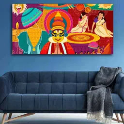 Red Onam Festival Canvas Wall Painting By VibeCrafts image 1