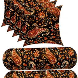 changers Microfibre Bolster Pack of 7 Floral Combo Set of 5 Cushion And 2 image 2