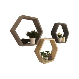 Oliver Iii Hexagonal Shaped Set Of 3 Wooden Wall Shelves-image-42
