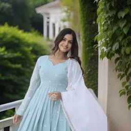 pedr trends Embroidered Georgette Stitched Anarkali Gown image 3