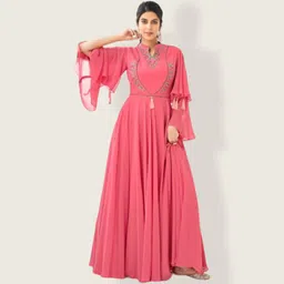 sanira Embroidered Georgette Stitched Anarkali Gown-picture-11