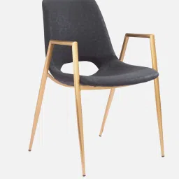 casacraft from pepperfry Owens Fabric Dining Chair In Black Colour image 3