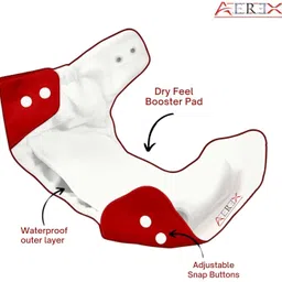 aerex Reusable & Washable Baby Cotton 2 Cloth Diaper Nappies With White Insert Pads image 2