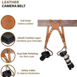SUPERNIC Camera Strap for 2 Cameras/Dual Shoulder Leather Harness/Multi-Camera Gear Strap image 2