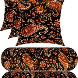 changers Microfibre Bolster Pack of 5 Floral Combo Set Of 3 Cushion And 2-picture-25