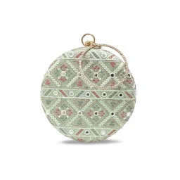 THE TAN CLAN Green Ariba Round Clutch with Detachable Chain-picture-24