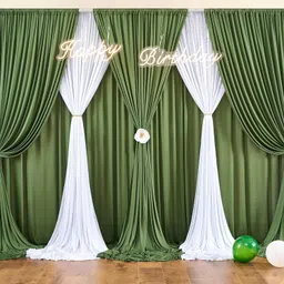 Vistook 20x12FT Wrinkle Free Decoration Backdrop Olive Green Curtain 5x12 (4 Panels) Reflector image 5