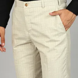 raymond Men Slim Fit Beige Polyester Trousers image 5