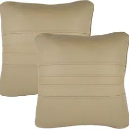 infinity fox Beige Leatherite Car Pillow Cushion for Universal For Car image 1