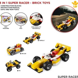 arizon Architect Super Racer Construction Car 3 in1 Blocks For kids 6+ year 121+ Pcs image 3