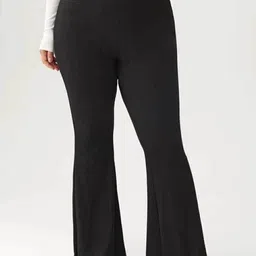 broadstar Women Flared Black Lycra Blend Trousers-picture-18