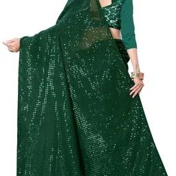 shree shubh enterprise Embellished, Embroidered, Self Design Bollywood Georgette Saree image 2