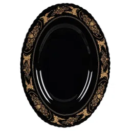 ceradeco 33 Pcs Printed Black Opalware Glossy Printed Dinner Set image 3