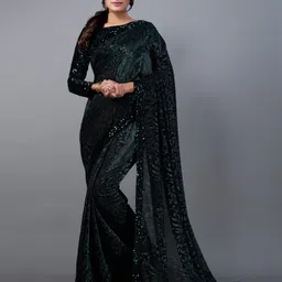 samah Self Design, Woven, Embellished Bollywood Lycra Blend Saree image 2