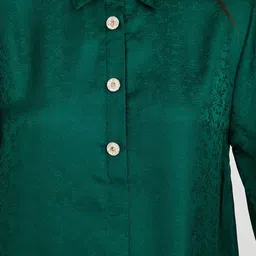 Styli Long Sleeves Floral Textured Jacquard Button Up Longline Shirt image 2