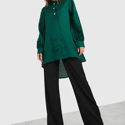 Styli Long Sleeves Floral Textured Jacquard Button Up Longline Shirt image 4