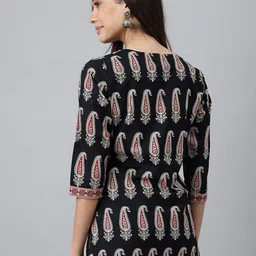 MEESAN Black & Red Printed Cotton Tunic image 4