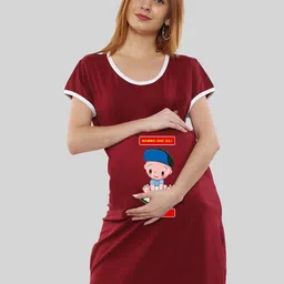 SillyBoom Graphic Printed Pure Cotton Maternity T Shirt Night Dress-picture-32