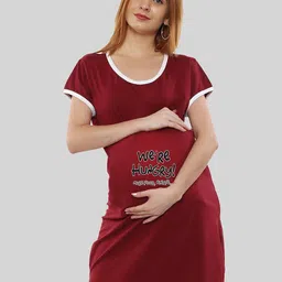 SillyBoom Typography Printed Maternity Feeding T-shirt Nightdress-picture-27