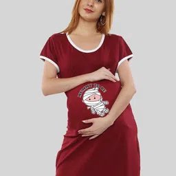 SillyBoom Graphic Printed Pure Cotton Maternity T Shirt Night Dress-picture-27