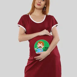 SillyBoom Graphic Printed Round-Neck Maternity T-shirt Dress-picture-31