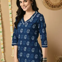 MEESAN Ethnic Motifs Printed Cotton Ethnic Tunic image 2