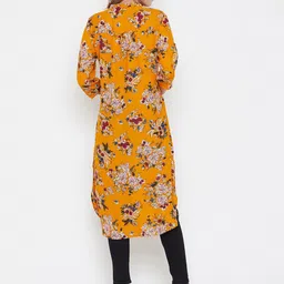 Ruhaans Mustard & Blue Mandarin Collar Printed Tunic image 5