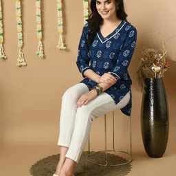 MEESAN Ethnic Motifs Printed Cotton Ethnic Tunic image 4