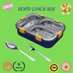 moira international Compartment -3 Sealed Leak Proof Stainless Steel For Kid's & Adult_B194 3 Containers Lunch Box-picture-17