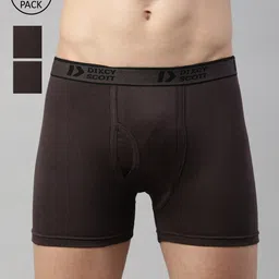 DIXCY SCOTT Men Pack Of 3 Grey Solid Cotton Mid-Rise Basic Trunks image 1