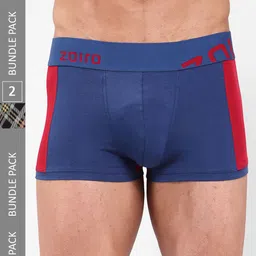 Zoiro Men Pack Of 2 Printed 4 Way Stretch Cotton Trunks ZO-TTRU0082-0032-LB-BK-XXL-2P-picture-14