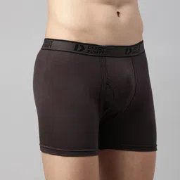 DIXCY SCOTT Men Pack Of 3 Grey Solid Cotton Mid-Rise Basic Trunks image 2