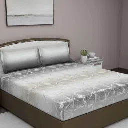 Grey Abstract 400 TC Cotton Queen Sized Bed Sheets with 2 Pillow Covers by GM Fabrics-picture-19