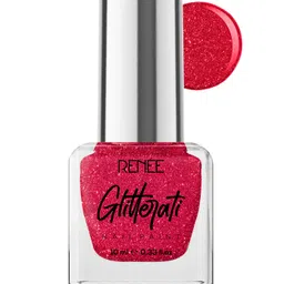 renee Glitterati Nail Paint, Quick Drying, Glittery Finish, Long Lasting - 10Ml Ruby Shine image 1