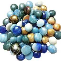 vannef Special Polished Shiny Mix Glass Pebbles for Home Garden Aquarium Landscape Outdoor Decoration Polished Oval Marble Pebbles image 1