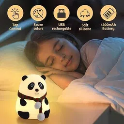 tapuji Cute Panda Night Light for Kids – Multicolor LED Lamp – Soft Silicone Design Night Lamp-picture-11
