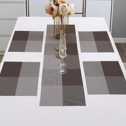HOKIPO 5 Pieces Colourblocked Table Placemats With Runner image 2