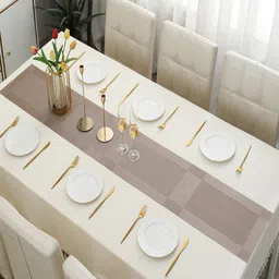 HOKIPO Brown Geometric Printed Rectangular Table Runner image 2