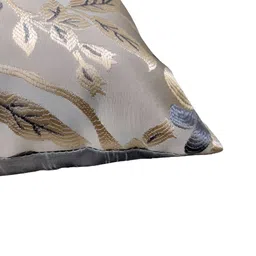Good Vibes Grey & Gold-Toned 6 Pieces Printed Square Cushion Covers and Table Runner image 3