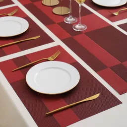 HOKIPO 7 Pieces Colourblocked Table Placemats With Runner image 5