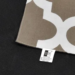 HOMEMONDE Grey & White Printed Pure Cotton 4-Seater Table Runner image 3