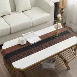 HOKIPO Brown Textured Rectangular Table Runner image 4