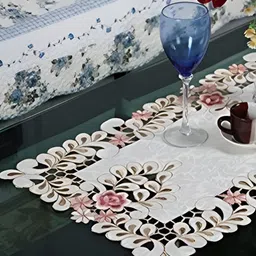 MONKDECOR White Embroidered Table Runners image 2