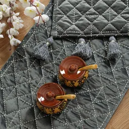 eyda Grey & White Quilted Table Runners image 2