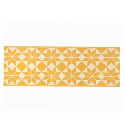 Saral Home Yellow & Off-White Geometric Pure Cotton Floor Runner image 3
