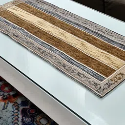 GROKI Brown 2 Pcs Striped Durable Table Runner image 3