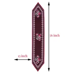 LooMantha Maroon & Pink Floral Printed Cotton Table Runner image 5