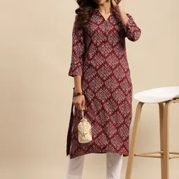 sangria Women Printed Pure Cotton Straight Kurta-picture-10