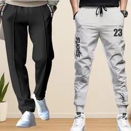 nb nicky boy Pack of 2 Men Printed Black, Grey Track Pants-picture-16
